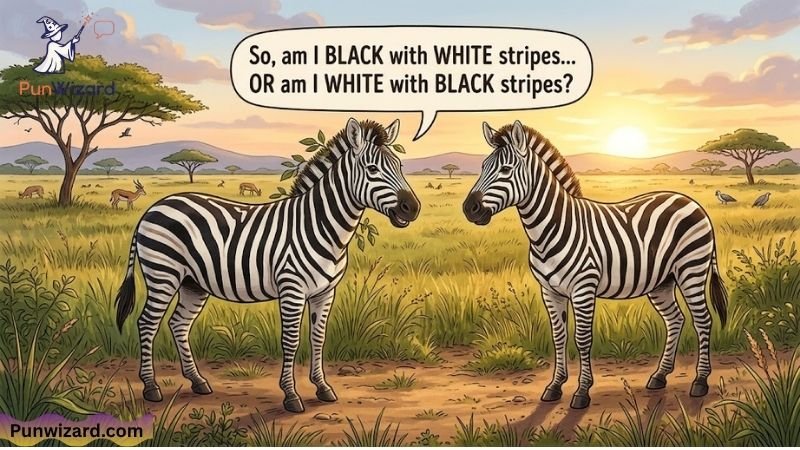 Zebra Joke Black with White Stripes